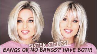 BANGS or NO BANGS? WHY not have them BOTH with these SISTER WIGS? Same BRAND, & COLOR makes it EASY!