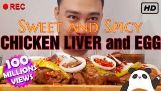 EATING SWEET AND SPICY CHICKEN LIVER with EGG Filipino Food Mukbang Eating Show