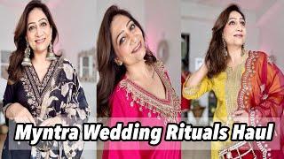 Myntra Haldi Mehndi Wedding Rituals Kurta Sets Haul | Stylist Recommended #thehopestory