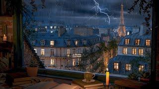 Paris Attic Study Room Ambience - Rain and Distant Thunder Sounds for Focus, Study and Relaxation