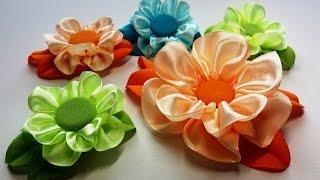 Flower from the whole ribbon/Flores de la cinta entera/Цветок из цельной ленты.МК