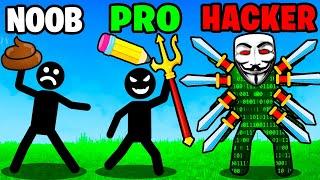 Zeichne NOOB vs PRO vs HACKER WAFFEN