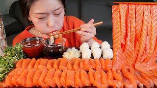 연어데이 연어초밥 연어국수 연어 먹방:) Salmon Mukbang