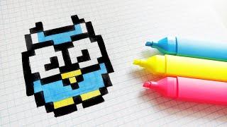 Handmade Pixel Art - How to draw an Owl #pixelart