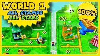 Super Mario 3D World + Bowser's Fury - World 1 - All Stamps & Green Stars