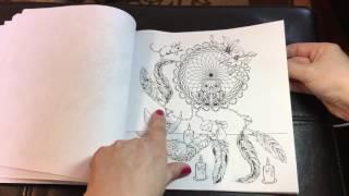 Inky Whimsy by Helen Elliston adult coloring book review flip through