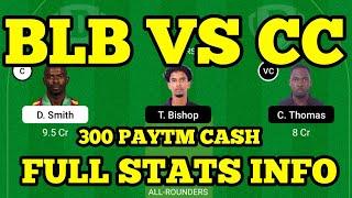 Blb Vs Cc Dream 11 Team | Blb Vs Cc Dream 11 Predection |Blb Vs Cc  Full Stats Info| Blb Vs Cc|