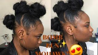 SUPER EASY BUN MOHAWK UPDO ON SHORT NATURAL HAIR USING BRAIDING HAIR!! ITSTOSHI
