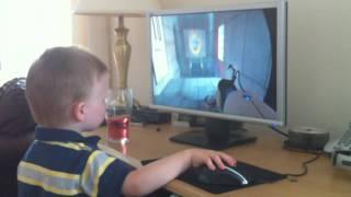 3 year old plays Mirror's Edge, Portal