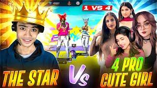 4 PRO GIRLS VS THE STAR  1 VS 4  GARENA FREE FIRE