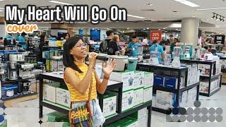 Celine Dion - My heart will go on (cover by Jiezl Calunia) Mic Testing in mall