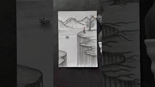 Easy landscape drawing technique  #shorts #craft #art #drawing #crafts #satisfying