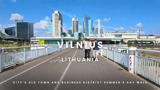 Vilnius | Lithuania | City’s old town and business district summer’s day walk | 4K 60 FPS