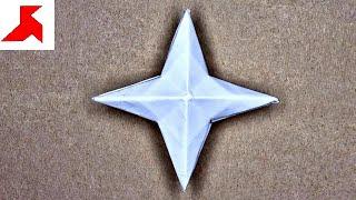 DIY  - How to make a 4 pointed Ninja Star SHURIKEN from 1 sheet of A4 paper (version 2.0)