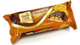 ALPEN GOLD ChocoLife -  Печенье бисквитное Апельсин