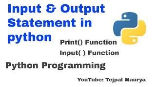 Input and Output Statements in Python Lec-5 || Print() and Input ( ) Function