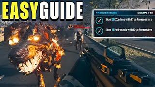 Slow 10 Hellhounds with Cryo Freeze Ammo Mod in Modern Warfare Zombies - Freezer Burn Mission Guide