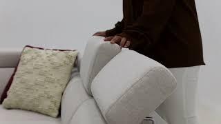KELIO Canapé d'angle convertible réversible en tissu Beige avec têtières