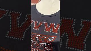 Show your team colors and spirit with these custom rhinestone designed team wear for you