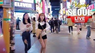 Live Korea Seoul  Walk Tour Seoul  Korean Food Street Walk | Kondae Night Street Walking Live