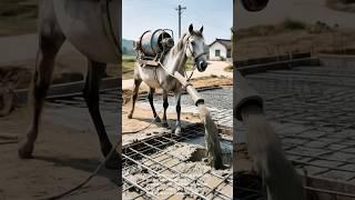 Horse-powered concrete mixer: a unique construction method
