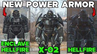 ALL NEW POWER ARMOR SUITS IN FALLOUT 4 (X-02,Hellfire And Enclave Hellfire)