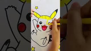 3 Marker Challenge  #shorts Whose was better? Pikachu or Unicorn ?