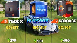 Ryzen 5 7600X vs i9 12900K vs 5800X3D Benchmark with RTX 3090Ti | Test in 14 Games |