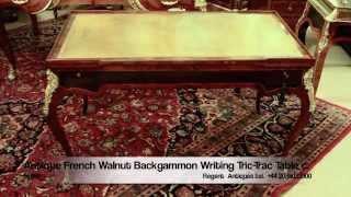 Antique French Walnut Backgammon Writing Tric-Trac Table c.1860