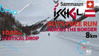 Skiing Across the Border from Ischgl (AT) to Samnaun (CH) - Duty Free Run - 4K with GoPro Hero 11