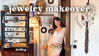 AESTHETIC JEWELRY MAKEOVER! thrifting storage, decluttering, and organizing (pinterest-inspired)
