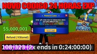 NOVO CÓDIGO DE 24 HORAS EXP + 26 CÓDIGOS DE 2X XP BELI E RESET NO BLOX FRUITS 2024 -blox fruit codes