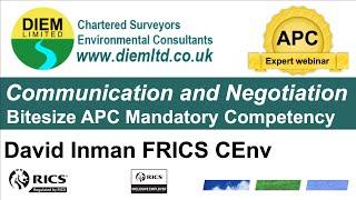 Communication and Negotiation Bitesize APC Mandatory Competency APC Expert Webinar
