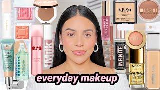 everyday glowy makeup routine with drugstore vs high end makeup 