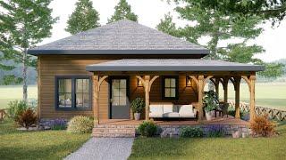 26'x32' (8x10m) Find Your Peace In This Cottage House | 2 Bedroom Small House Ideas