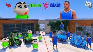 Shinchan Green Gang VS Franklin Blue Gang with Car Collection in GTA 5