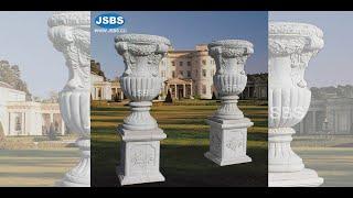 factory wholesale price stone carved natural marble vase planter pot for Garden Decoration