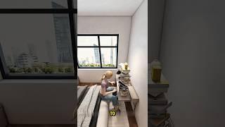 Turning A Tiny Room Into A Functional And Cozy Dream Space #shorts #3dhousedesign