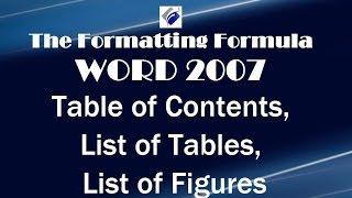 Word 2007    Table of Contents   List of Tables   List of Figures