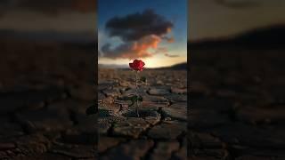 A single bloom, defying the barren earth. #desertrose #sunsetglow #flower #aftereffects