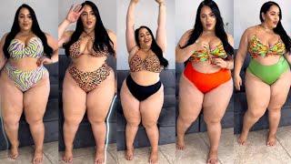 Plus size bikini haul  Curvy model  Swimwear try on 