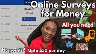 Online Surveys for Money, No points ! The best Online Survey to Earn Extra Income at home/ On The Go