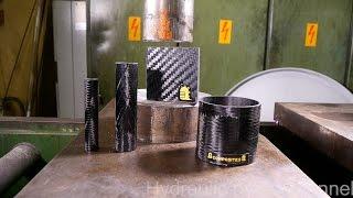 Crushing carbon fiber with hydraulic press