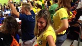 Brazil national team dancing after the hulk goal