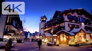 Vail Colorado Virtual Tour - A cinematic walk through the famous ski town, a winter wonderland 4K