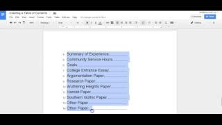 Creating A Table of Contents in a Google Doc