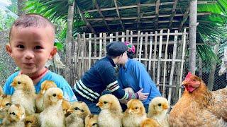 Huong and Pao complete the chicken coop to give the chicks shelter from the harsh cold