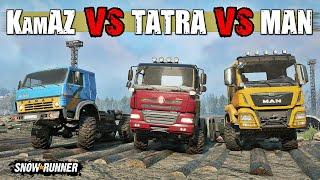 SnowRunner Mod vs Mod | KAMAZ 6x4 VS TATRA Phoenix VS MAN TGS 480 6x6