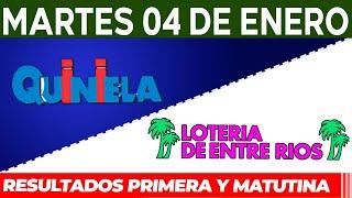 Quinielas Primera y matutina de Córdoba y Entre Rios Martes 4 de Enero