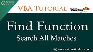 Search All Matches - Find Method | Excel VBA Tutorial in Hindi